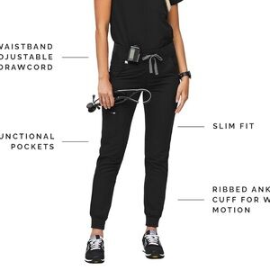 FIGS Black Jogger SCRUB Pants with Drawstring